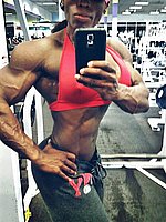 super hot ebony female bodybuilder mistress treasure in ripped contest shape